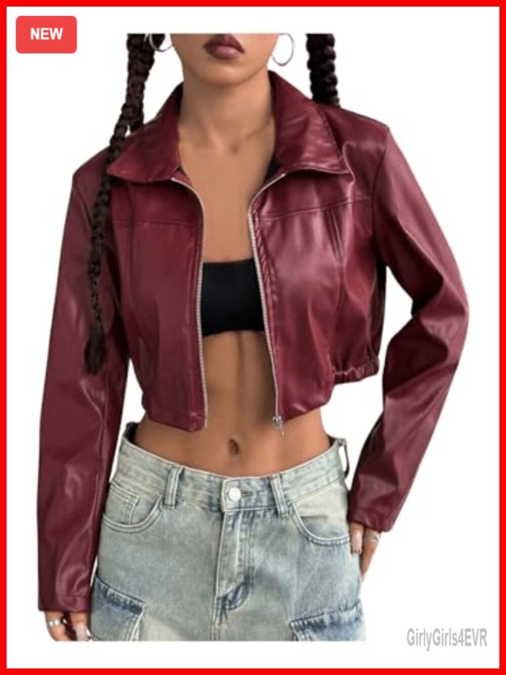 Women's Motorcycle Leather Race Car Jacket Cropped Streetwear Lightweight Long - Picture 3 of 5